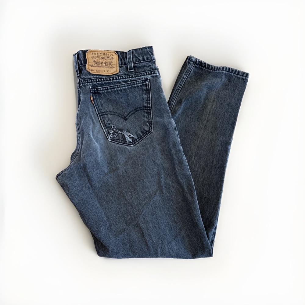 Vintage Levis 550 Jeans Mens 31 x 32 Relaxed Fit 90s Denim Tapered Leg Black